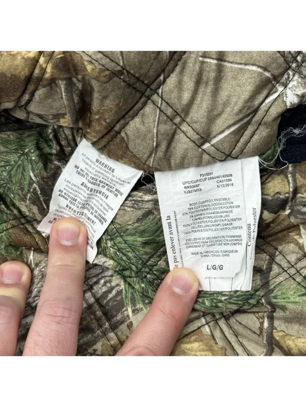 Walls Lumberton Large Black Duck DuPont Kevlar RealTree Camo Lined Snap Jacket